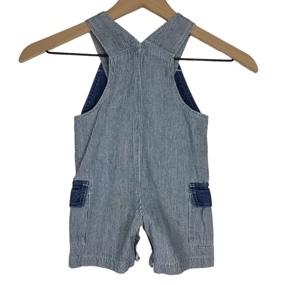 TOMMY HILFIGER Baby Overalls Denim Pinstripe Stripe Bibs Painter Patch Size 12M - Picture 3 of 13